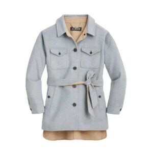 NWT JCrew Shirt Jacket Shacket Womens Small Gray Belt Wool Flannel BN041 NEW